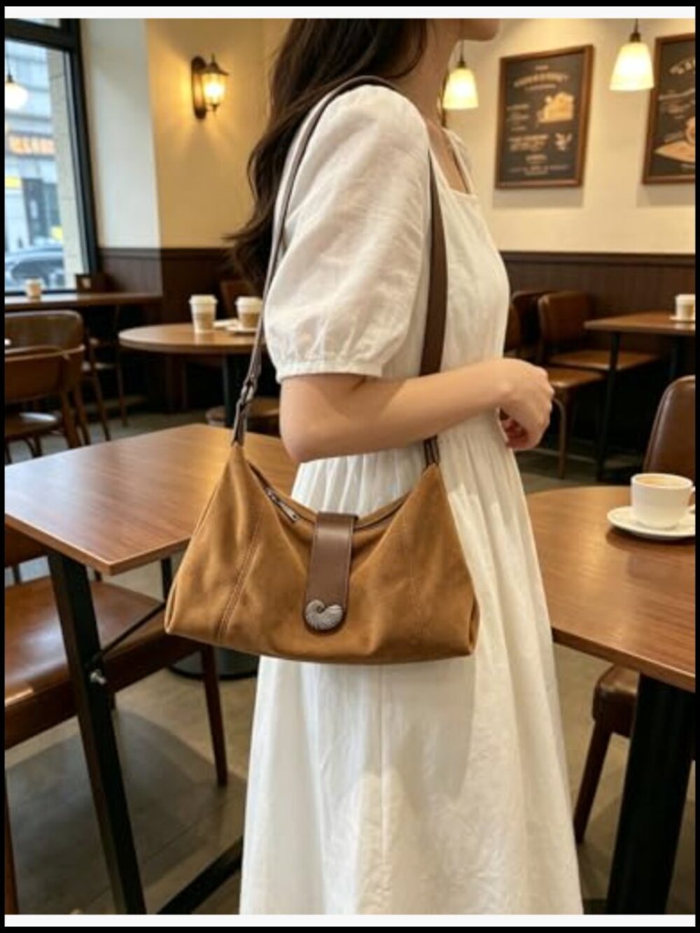 Slouchy Suede Tote Hobo Bag Adjustable Shoulder Strap Vintage Minimalist - Picture 3 of 7
